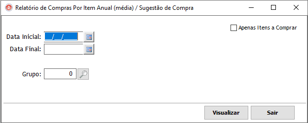 Média anual de Compras (meses e quantidades compradas).