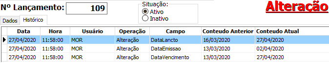 Histórico de LOGs.