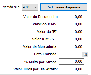 Lançamentos de notas fiscais por XML.